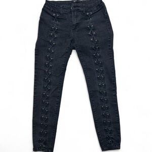 Forever 21 Women’s Black Lace-Up Jeans | Trendy Pants